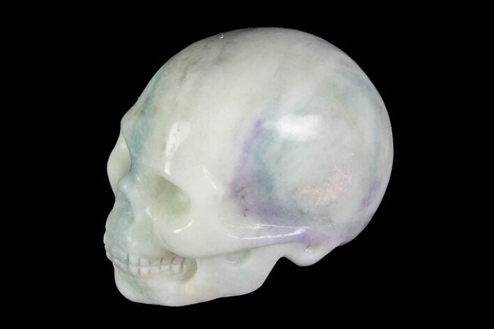 Realistic, Carved, White and Green Jade Skull #116566